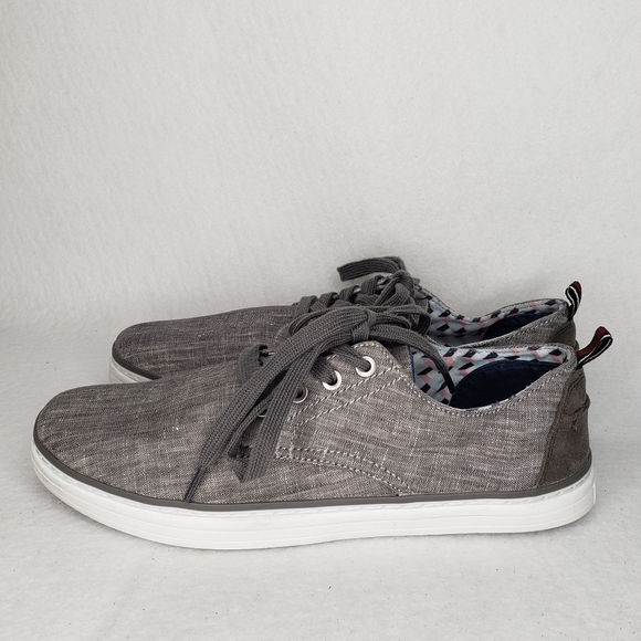 Ben Sherman Mens Gray Linen Look Lace Up Sneakers Sz 8 - Picture 3 of 10